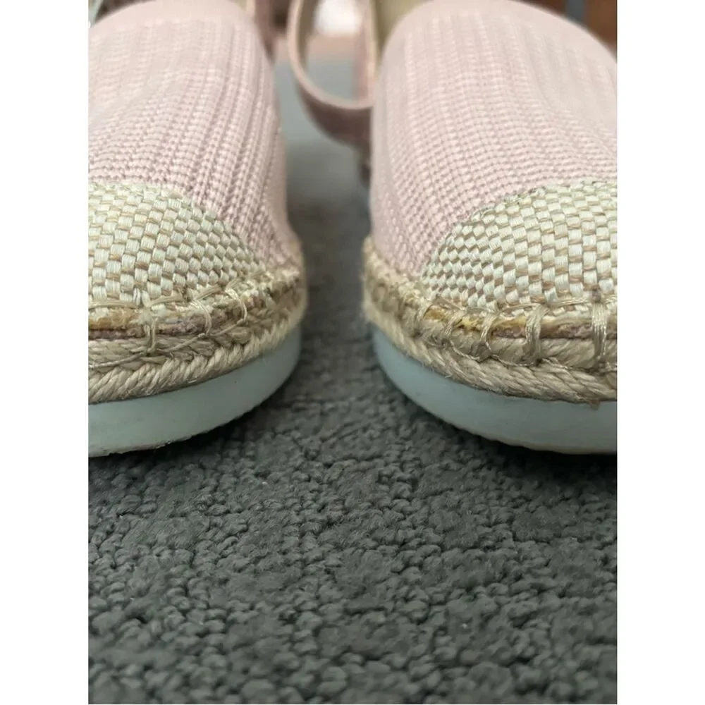 Vince Camuto Blush Pink Woven Espadrille Ankle-Strap Flats